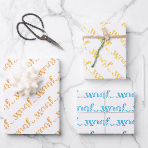 Feuille De Papier Cadeau typographie woof chien animal aboiements pattes am