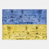 Feuille De Papier Cadeau Ukraine drapeau bleu jaune motif de texture de boi (Devant 3)