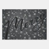 Feuille De Papier Cadeau ULTRA Moderne | Gray Black Joyeux Noël (Devant 2)