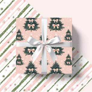 Feuille De Papier Cadeau Un Arbre De Noël Rose Et Vert Vend Des Sucres de c