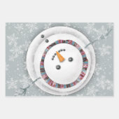 Feuille De Papier Cadeau Un Charmant Snowman D'Hiver Attend L'Occasion D'Hi (Devant)