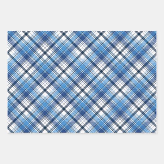 Feuille De Papier Cadeau Un design élégant en plaid bleu (Devant 3)
