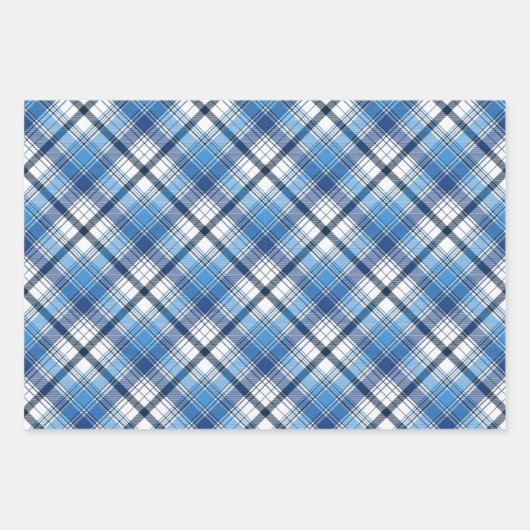 Feuille De Papier Cadeau Un design élégant en plaid bleu (Devant 2)
