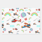 Feuille De Papier Cadeau Un garçon Motif volant en blanc (Devant)