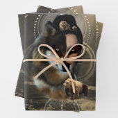 Feuille De Papier Cadeau Un loup génial avec fée (En situation)