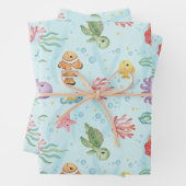 Feuille De Papier Cadeau Under the Sea Party Colourful Ocean Creatures (En situation)