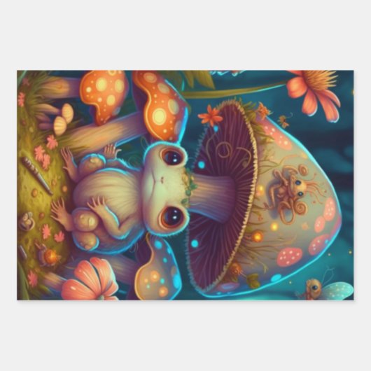 Feuille De Papier Cadeau Une grenouille à champignons magiques (Devant)