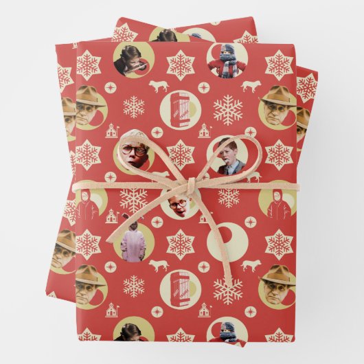 Feuille De Papier Cadeau Une histoire de Noël Rétro Snowflake Motif (En situation)