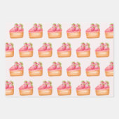 Feuille De Papier Cadeau Une tranche de gâteau aux fruits de fraise (Devant)