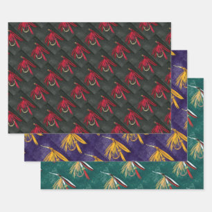 Feuille De Papier Cadeau Une trappe multiple de trois mouches mouillées car