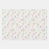 Feuille De Papier Cadeau Unicorn Birthday Magic – Pastel Balloons & Cakes (Devant 3)