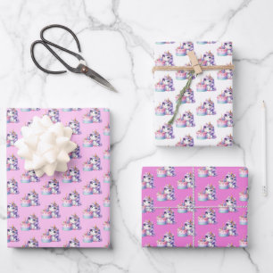 Feuille De Papier Cadeau Unicorn Cute Magique Anniversaire