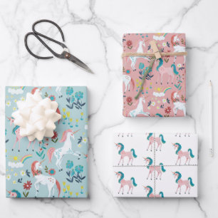 Feuille De Papier Cadeau Unicorn joli arc-en-ciel toute impression