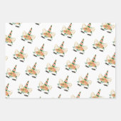 Feuille De Papier Cadeau Unicorne de Noël moderne (Devant 2)