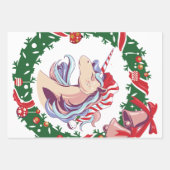 Feuille De Papier Cadeau Unicorne magique de Noël (Devant 2)
