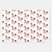 Feuille De Papier Cadeau Unicorne nordique rose avec Mane noir (Devant 3)