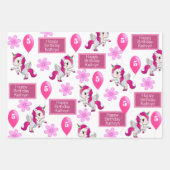 Feuille De Papier Cadeau Unicorne personnalisée Anniversaire (Devant)