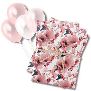 Feuille De Papier Cadeau Unicorne rose Jolie Floral Filles mignonnes Whimsi
