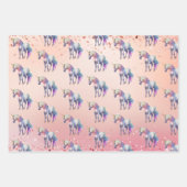 Feuille De Papier Cadeau Unicorne rose or rose (Devant)