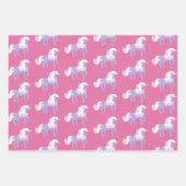Feuille De Papier Cadeau Unicorne rose violet (Devant)