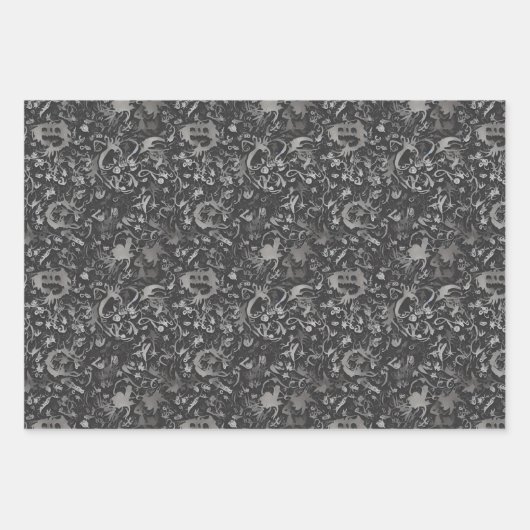 Feuille De Papier Cadeau Unique Dark Gothique Neural Fractal Design (Devant 3)