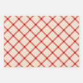 Feuille De Papier Cadeau Unique Rustic Cream & Red Squiggly Mixed Plaid (Devant 2)