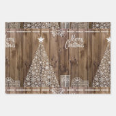 Feuille De Papier Cadeau Unique Rustique Joyeux Noël Snowflake (Devant 3)