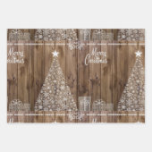 Feuille De Papier Cadeau Unique Rustique Joyeux Noël Snowflake (Devant 2)