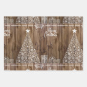 Feuille De Papier Cadeau Unique Rustique Joyeux Noël Snowflake (Devant)