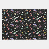 Feuille De Papier Cadeau Univers magique noir (Devant)