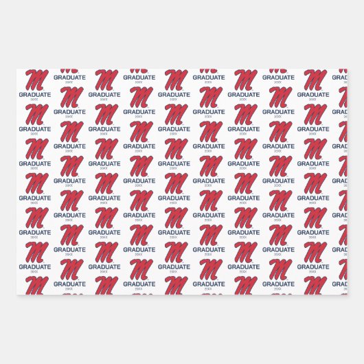 Feuille De Papier Cadeau Université du Mississippi | Script M (Devant 3)