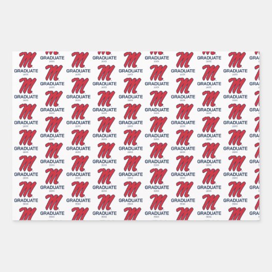 Feuille De Papier Cadeau Université du Mississippi | Script M (Devant)