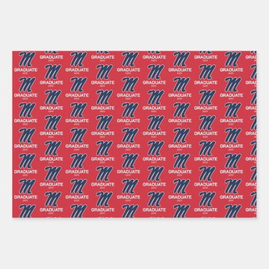 Feuille De Papier Cadeau Université du Mississippi | Script M (Devant 3)