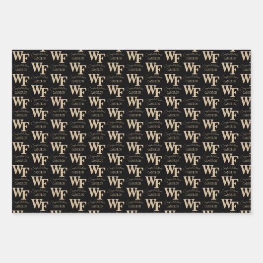 Feuille De Papier Cadeau Université Wake Forest | WF (Devant 3)