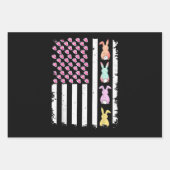 Feuille De Papier Cadeau US American Flag with Bunny for Easter Day (Devant)