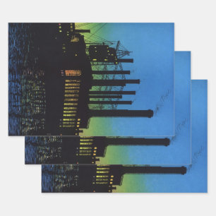 Feuille De Papier Cadeau Usine de fabrication au coucher du soleil, Entrepr