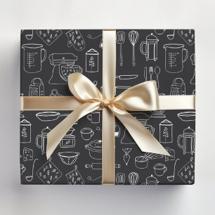 Feuille De Papier Cadeau Ustensiles de cuisine minimalistes modernes