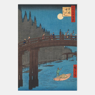 Feuille De Papier Cadeau Utagawa Hiroshige - Kyoto Bridge by Moonlight