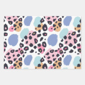 Feuille De Papier Cadeau Vacances Blue Pink Pastel Leopard Spots (Devant 3)