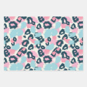 Feuille De Papier Cadeau Vacances Blue Pink Pastel Leopard Spots (Devant)