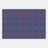 Feuille De Papier Cadeau Vacances Cheval Scandinave Rouge et Bleu (Devant)