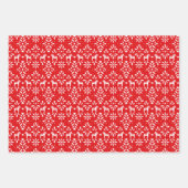 Feuille De Papier Cadeau Vacances Cheval Scandinave Rouge et Vert (Devant)