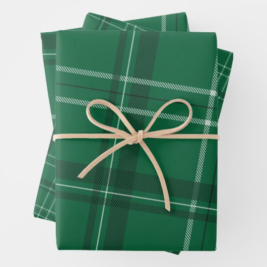 Feuille De Papier Cadeau Vacances classiques en gras plaid vert vif (En situation)
