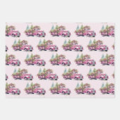 Feuille De Papier Cadeau Vacances de Noël à la ferme rouge et rose (Devant 3)