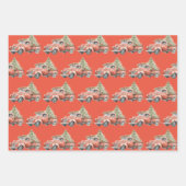 Feuille De Papier Cadeau Vacances de Noël à la ferme rouge et rose (Devant 2)