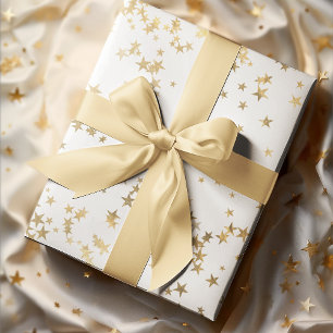 Feuille De Papier Cadeau Vacances de Noël blanc et or