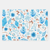 Feuille De Papier Cadeau Vacances de Noël bleu congelé moderne (Devant)