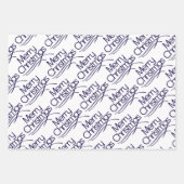 Feuille De Papier Cadeau Vacances de Noël bleu marine et période de vacance (Devant 3)