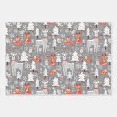 Feuille De Papier Cadeau Vacances de Noël des animaux des bois scandinaves (Devant 3)