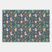 Feuille De Papier Cadeau Vacances de Noël Joli Hiver Père Noël Snowman Enfa (Devant)